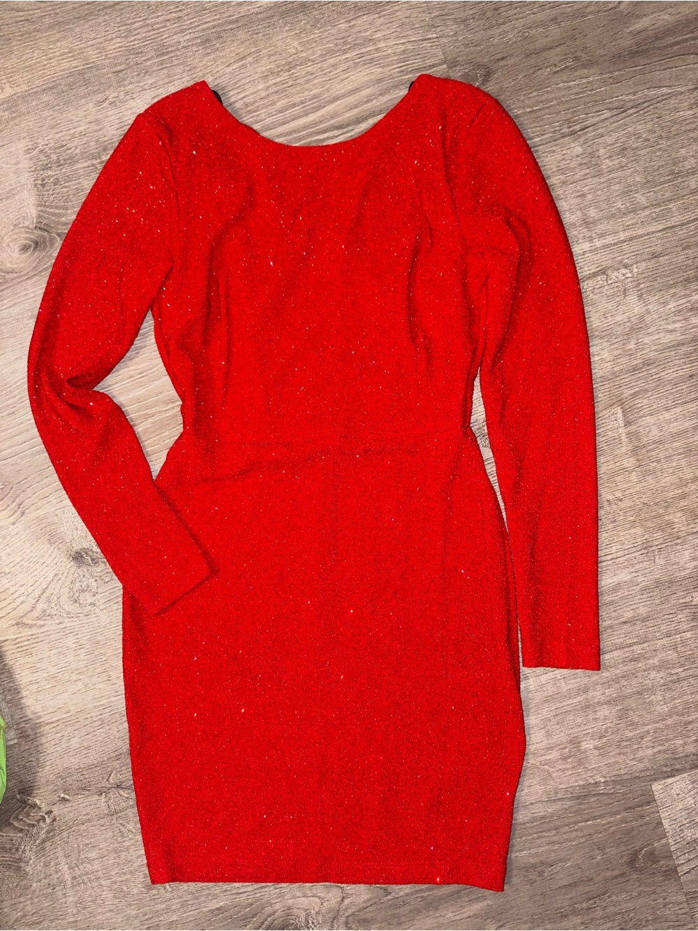 Windsor Red Long-Sleeve Sparkle Knit Dress
